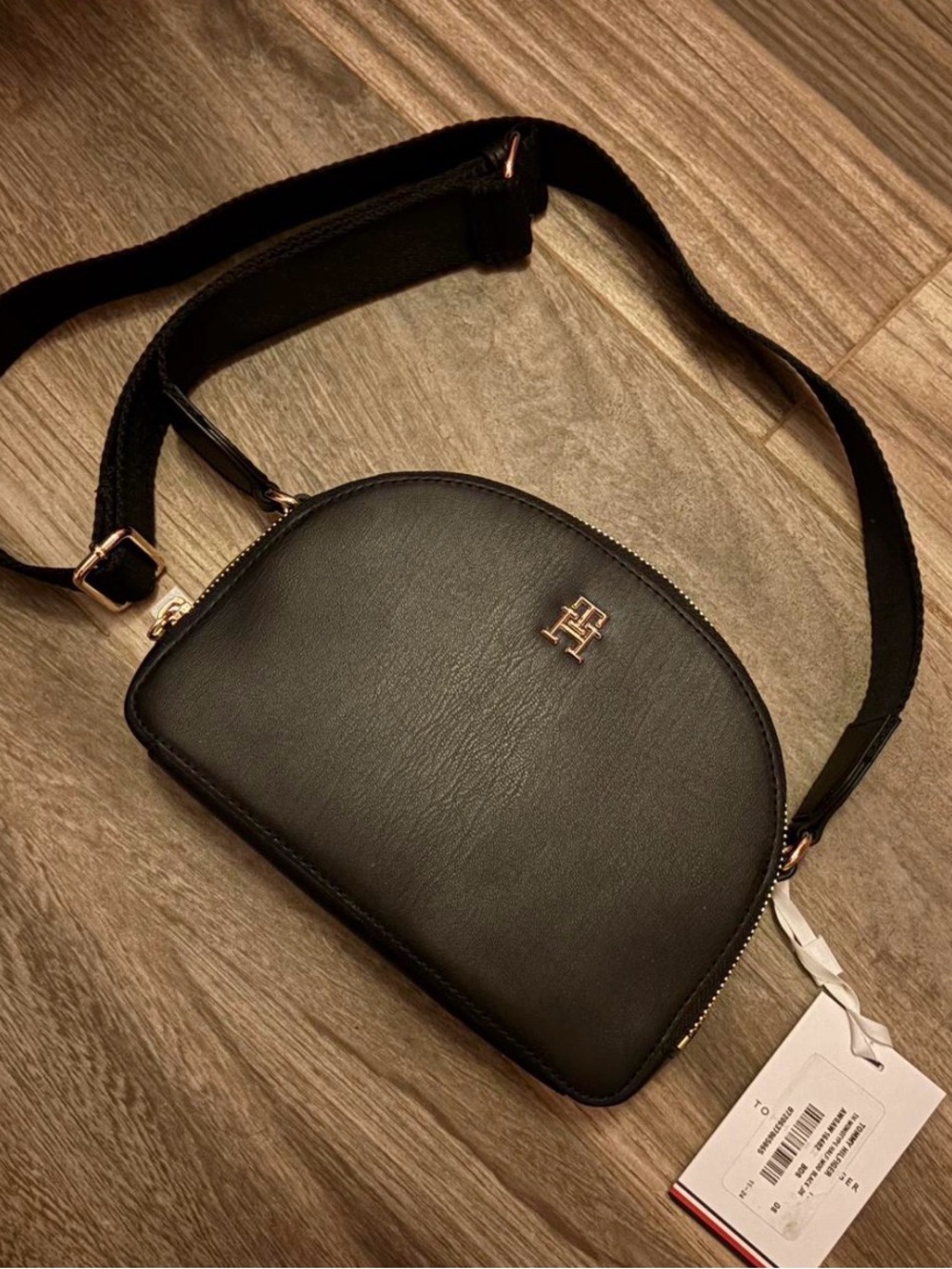 Tommy Hilfiger Black Leather Crossbody Bag NWT